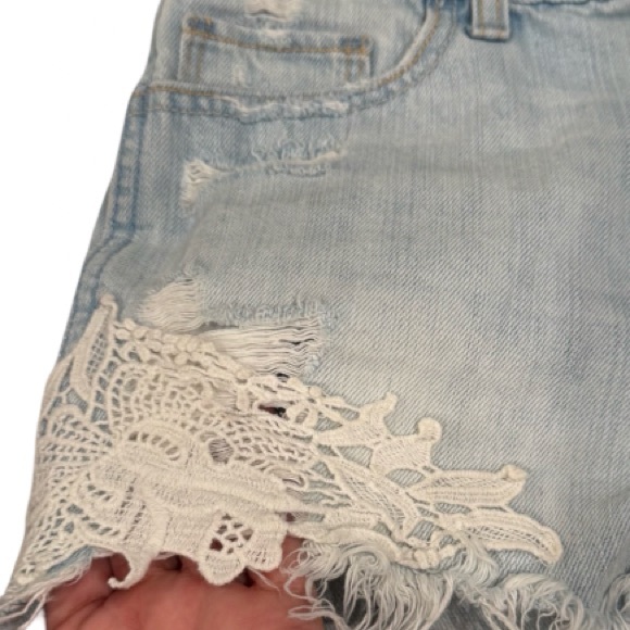 Hollister Light Blue Jean Shorts with Lace - Picture 5 of 10